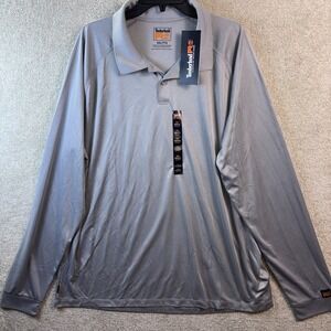 Timberland Pro Shirt Mens 2XL Gray Athletic Fit Performance Long Sleeve Polo NEW